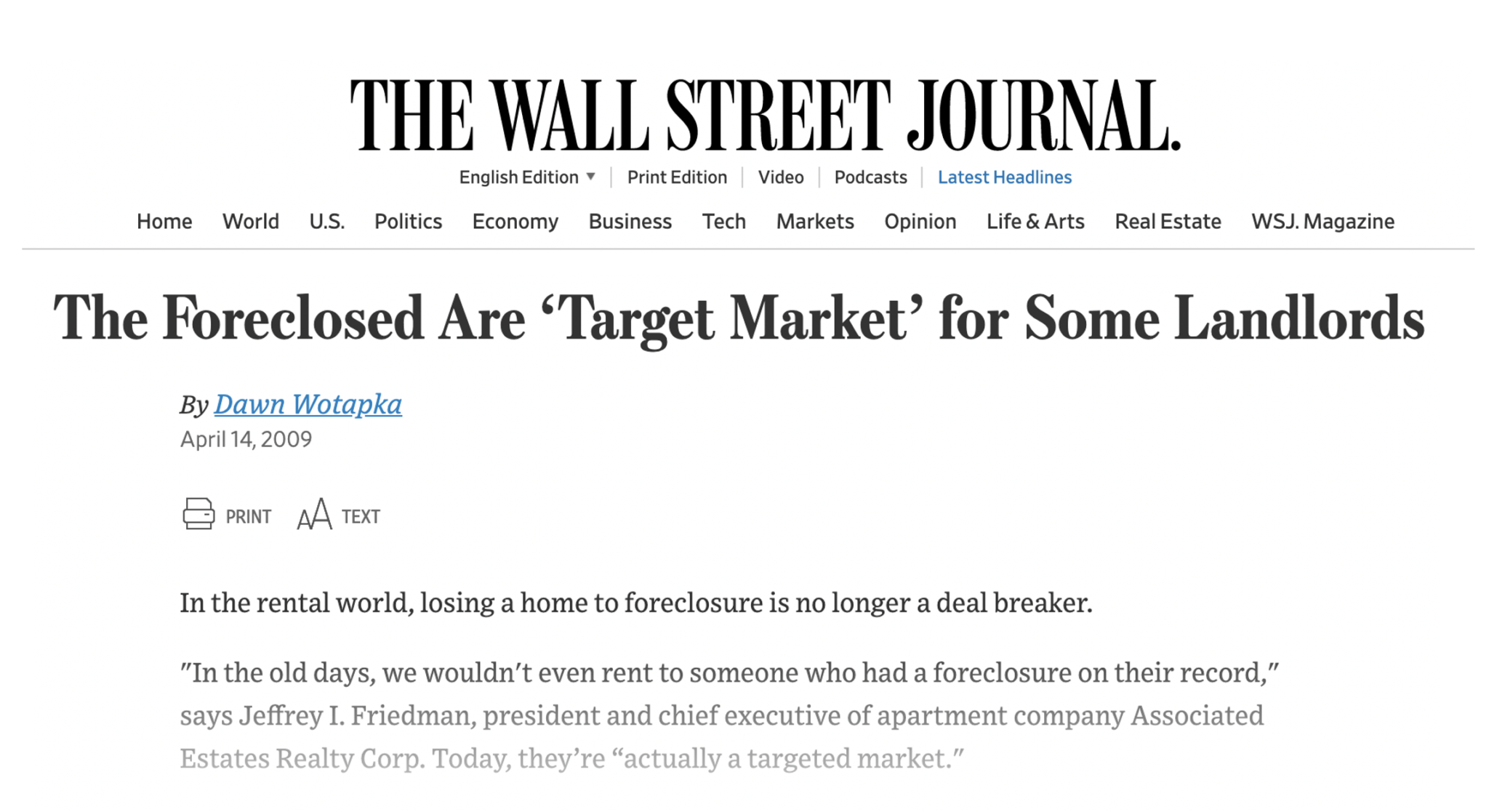 RentBureau WSJ Article