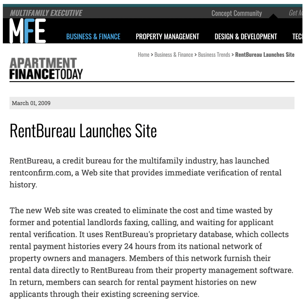 RentBureau in MFE